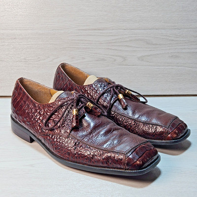 Giorgio Brutini Private Collection Men's Size 12M Brown Faux Croc Print Leather