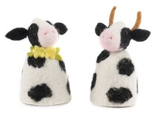Eierw&auml;rmer schwarzbunte Kuh mit Bl&uuml;mchen und H&ouml;rnern im 2-er Set
