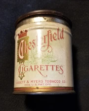 Vintage 1920's-30's Chesterfield Cigarettes Round 50  Tin EMPTY NO TOBACCO