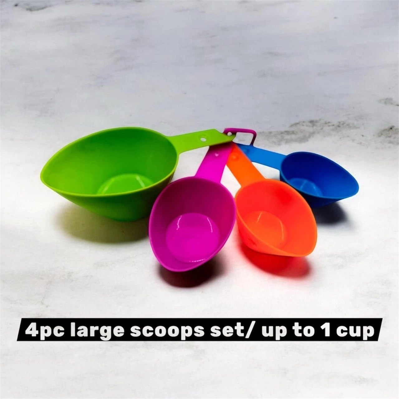 4PC large oval measuring scoops set 1 cup 1/2 1/3 1/4 BPA free kitchen tool