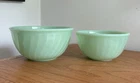 Pr. Vintage Fire King/Anchor Hocking Jadeite Swirl Bowls 3"-3.5" 1950s 60s