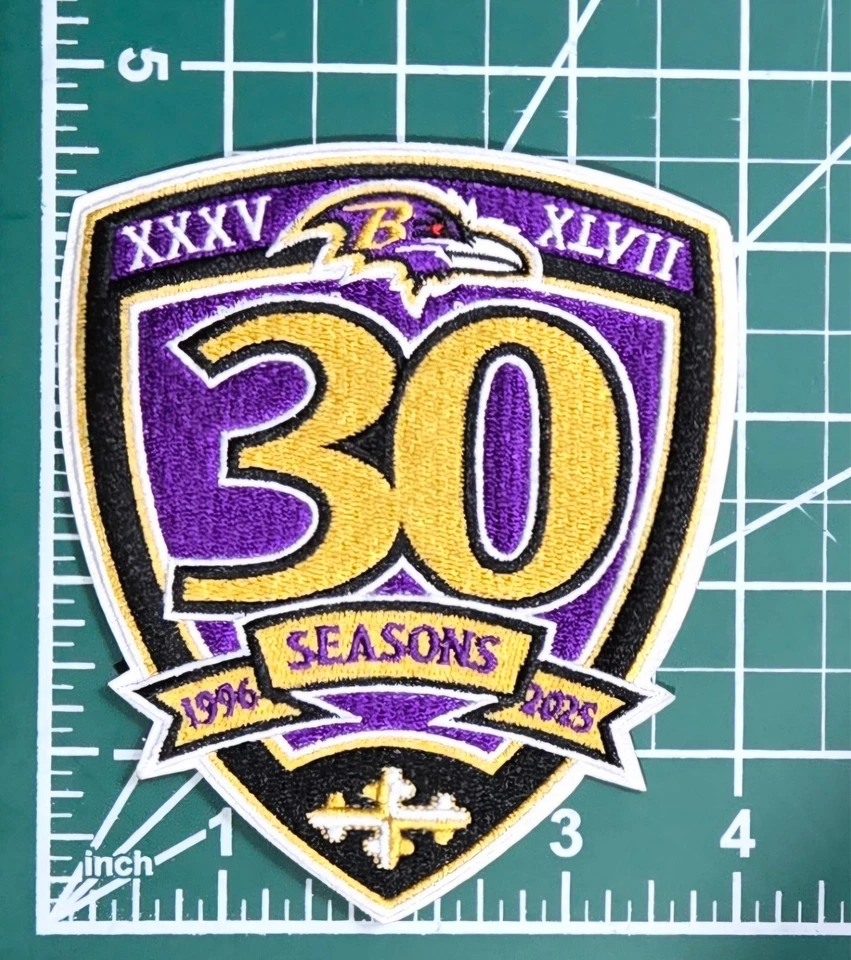 Baltimore Ravens 30 Seasons 4 1/2" Iron On Embroidered Patch Free Tracking!