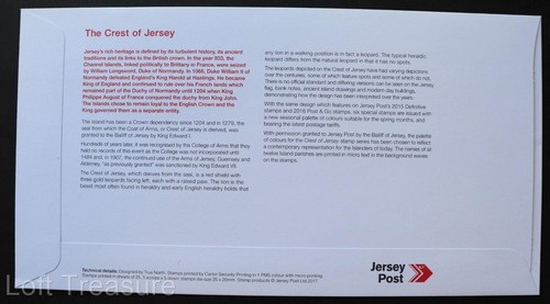 Trikot Briefmarken: "Crest of Jersey - Definitives" Ersttagsbrief 2017 - Bild 3 von 3