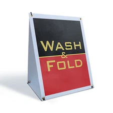 Wash And Fold A-Frame Sidewalk Sign Laundry Service Reliable Quick Clean Work