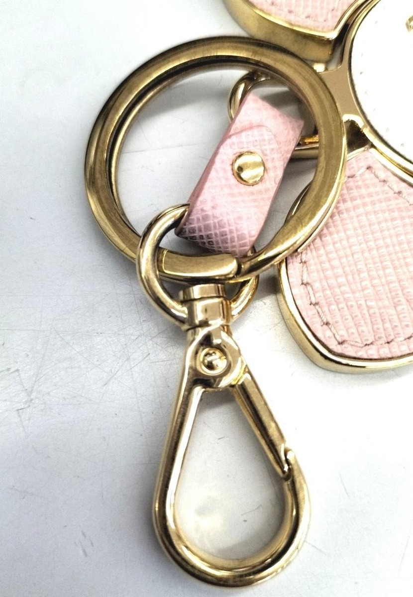 PRADA Authentic Flower Motif Charm Key Ring Key Holder Bag Charm