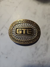 VINTAGE 1981 **GTE** COMPANY ADVERTISEMENT 24K GOLD PLATE BELT BUCKLE