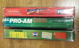 Lot of 3  Nintendo NES Games in Original Boxes &ndash; Dash Galaxy, RC Pro AM, Footbal