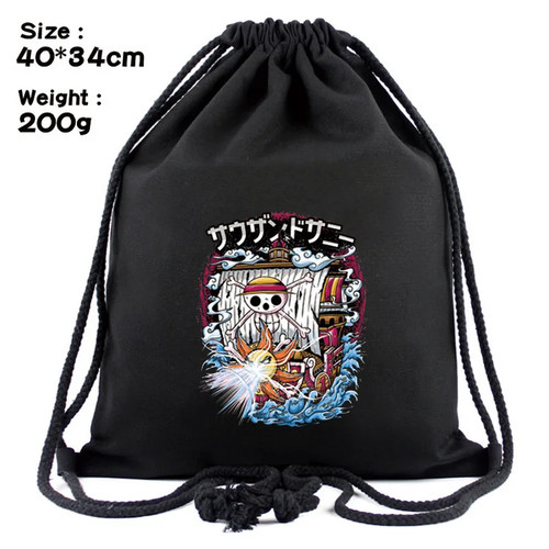 One Piece Full-Color Drawstring Pocket Around One Piece Luffy Cartoon Anime Beam - Picture 14 of 31