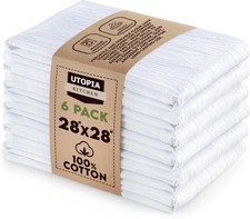 Utopia Kitchen White Flour Sack Towels [6 Pack - 28 x 28 Inch] 100% Cotton Tea