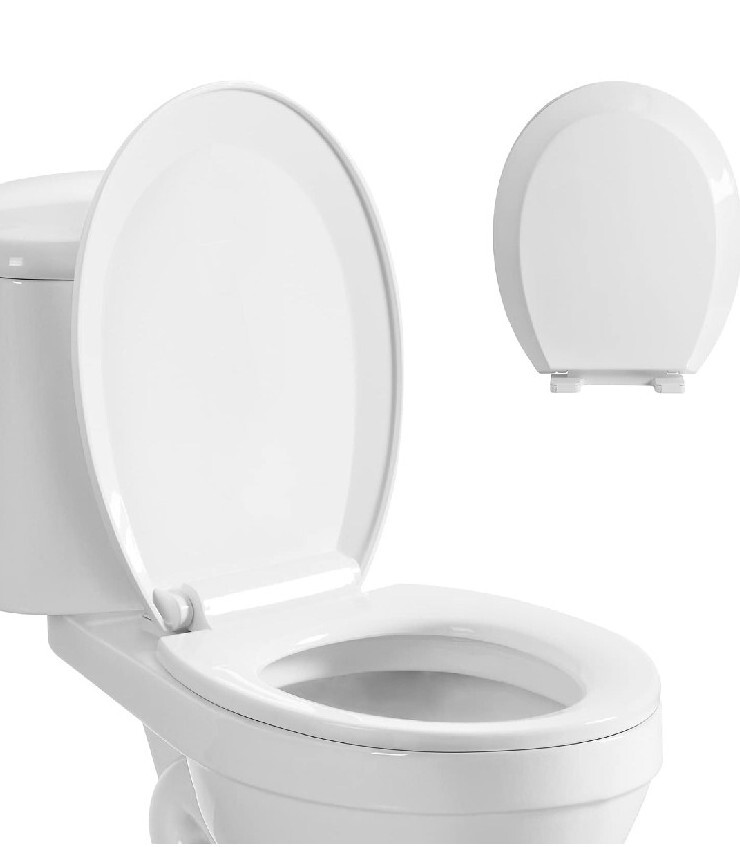 White Quiet Close Toilet Seat - Universal Fit For Regular Toilets, Easy Install, Durable PP Material