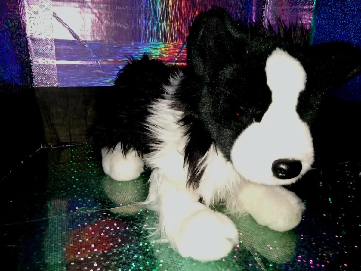 🦄Douglas Cuddle Toys Fluffy {Border Collie} Black & White Dog 14 Soft  Plush!