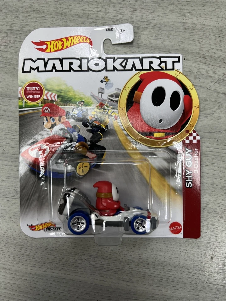 Hot Wheels Mario Kart Collectible Diecast Character Cars Figure Shy Guy B-Dasher