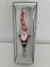Fused Art Glass CHRISTMAS Santa BOTTLE WINE STOPPER  BRAND NEW In Box Ls Arts