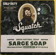 Dr Squatch Sarge Soap CALL of DUTY Limited Edition Bar! Includes DLC Code