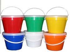 6 GALLON BUCKETS  LIDS MFG. USA LEAD FREE FOOD SAFE 1 EACH COLOR