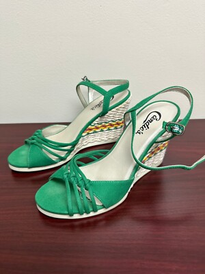 Vintage Candies Green Wedge Sandles Heels Size Scandius