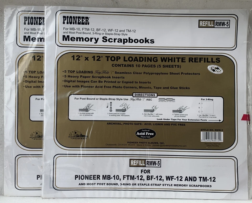 Lot Of 2 Pioneer Memory Scrapbook 10 Page Top Loading Refills RMW-5 NIP Sealed - Image 1 of 1