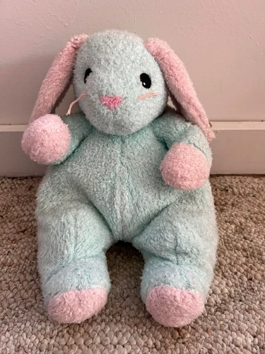 Vintage 1999 TY Baby BunnyBaby Rabbit Plush Stuffed Animal Pink Blue Rattle Tag
