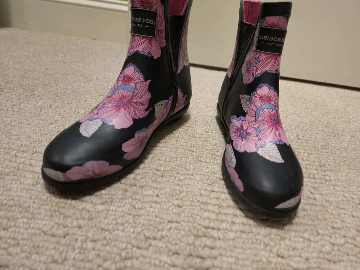 London Fog Piccadilly rubber rain boots size 7 womens eBay