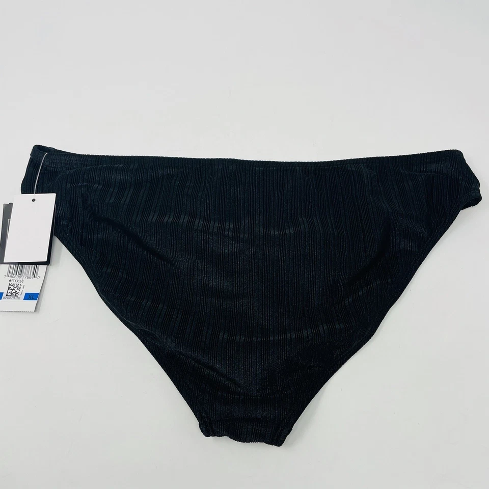 California Waves Juniors Size XL Ribbed Hipster Bikini Swim Bottoms Black 1143 - Image 4 of 4