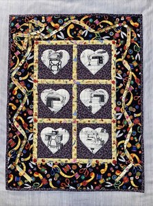 Handmade mini quilt/wall hanging/Hand Appliqué /machine quilted- Sewing Theme