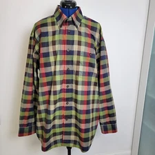 Orvis Mens 'Signature Twill' Cotton Block Plaid Long Sleeve Button-up Shirt XL