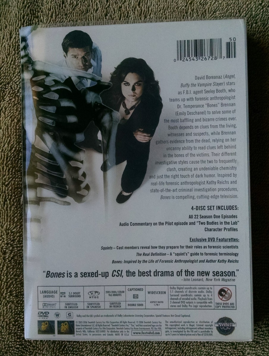 Bones Season One 1 4-DVD Set VG+ Emily Deschanel David Boreanaz