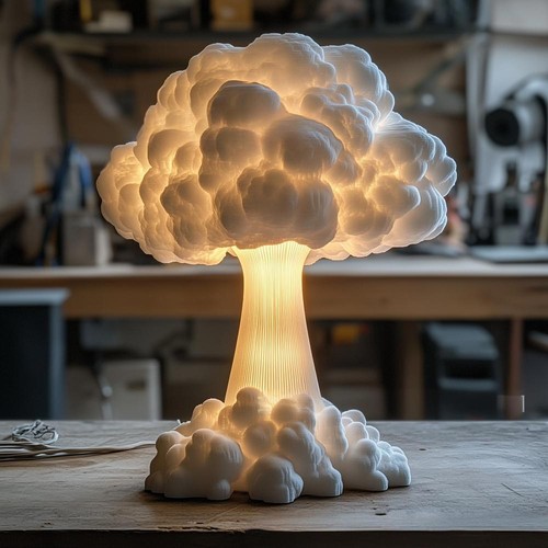 3D Mushroom Cloud Table Lamp Atomic Bomb Blast Explosion Night Light Desk Lamp - Picture 8 of 10