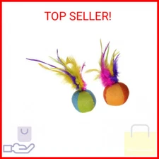 SmartyKat Flutter Balls Feather Cat Toys Multi Color 2 Count
