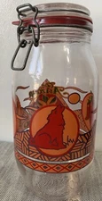 Arizona Pistachio Glass Canister Jar Vintage  Southwest Peppers Coyote Hinge Lid