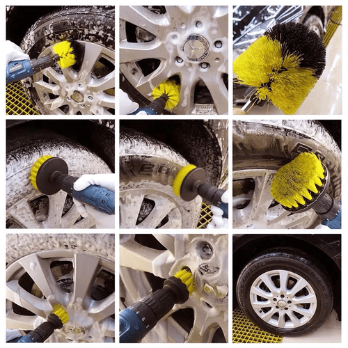 Wheel Tire Rim Scrub Brush Wheel Cleaning Brush Car Detailing Drill Brush Kit - Picture 3 of 11