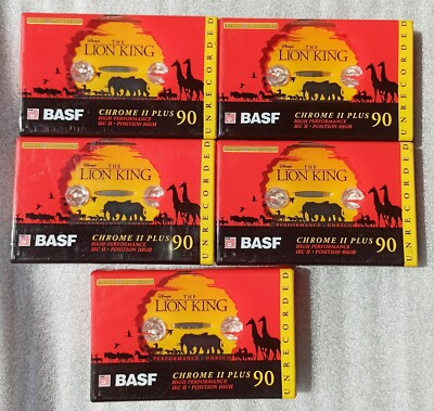 5 Stück Audiokassetten BASF Chrome II Plus 90 Disney Lion King in OVP