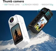 Thumb Action Camera, 2.7K Tiny Portable Vlogging Camera with 180° Lens Angle