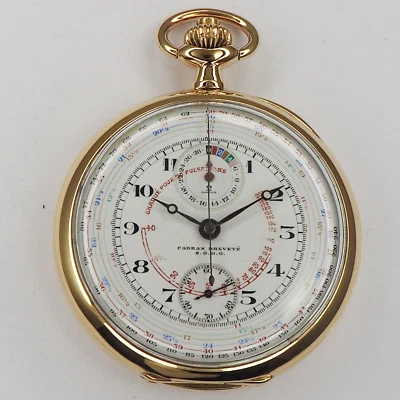 OMEGA Ärzte - Chronograph in 18ct Gelbgold polychromes Ziffernblatt ca von 1910 - Bild 1 von 4