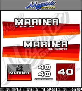 MARINER 40hp OIL INJECTED OUTBOARD DECALS