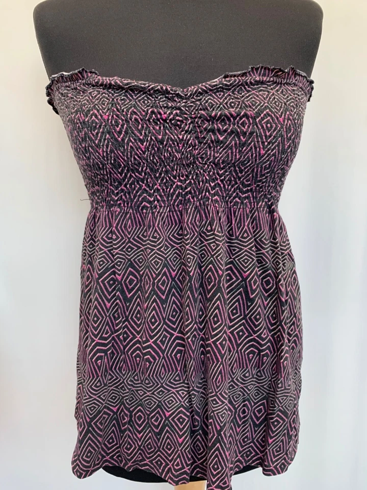 Top halter para mujer E-Vie talla 14 rosa negro algodón a rayas Foto 2 de 4