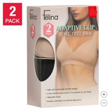 Felina Women's 2 Pack Adaptive Cup Wire Free Bra, Mutli, XL