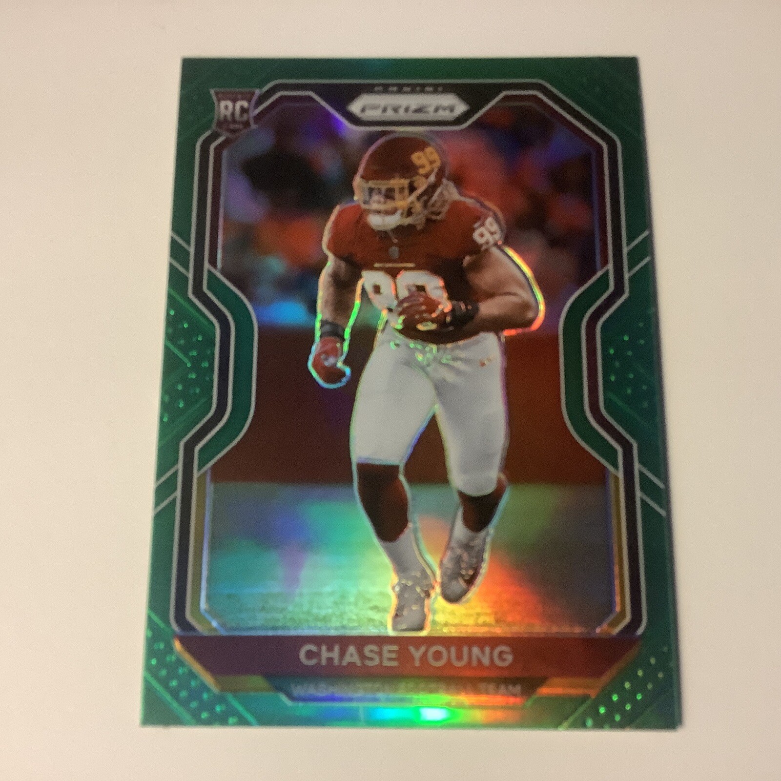 2020 Panini Prizm Chase Young Green Prizm SP Rookie RC #383 Washington d