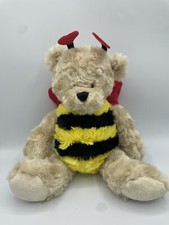 GANZ Sweet Bee Teddy Bear Red Heart Wings Black Plush Stuffed Animal Soft 12