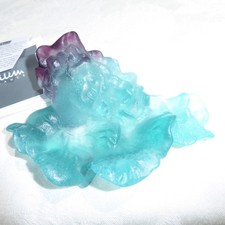 DAUM PATE DE VERRE GLASS CRYSTAL BLUE WITH PURPLE DISH ART NOUVEAU WOMAN W/BOX
