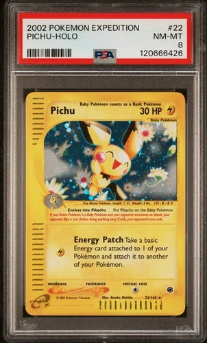 2002 POKEMON EXPEDITION #22 PICHU HOLO PSA 8 NM - MT
