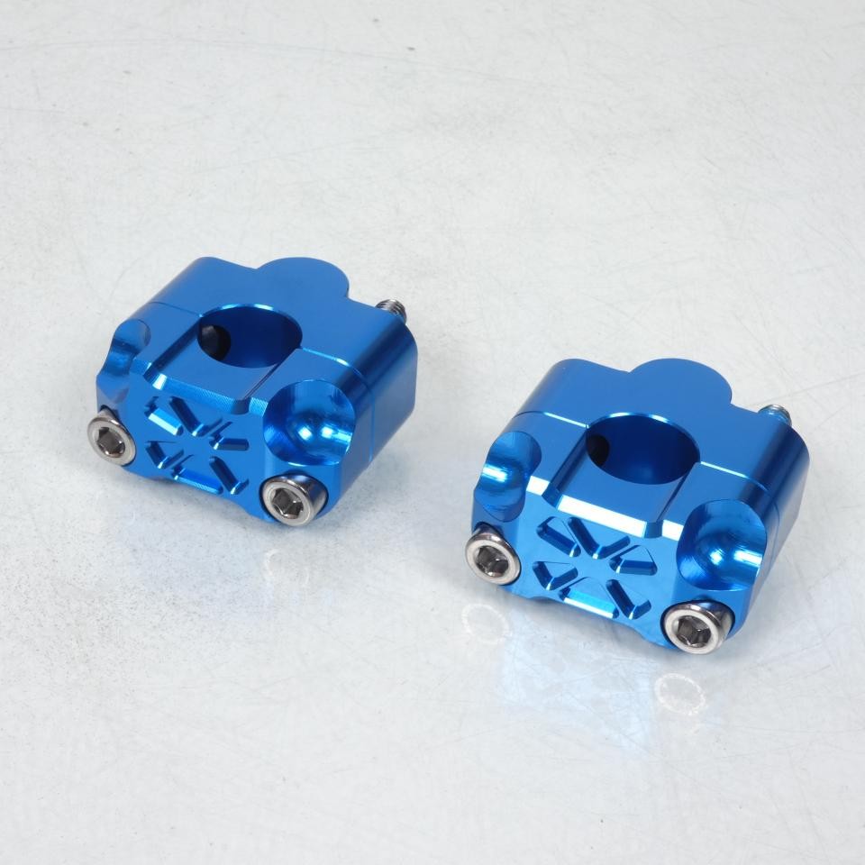 Pontet de guidon bleu Ø22mm réhausse 22mm pour pilotage enduro et urbain