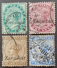 Zanzibar 1896 4 x stamps all used