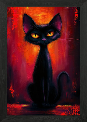 Minimalistische Katze gerahmtes Wandbild Poster Leinwanddruck Bild