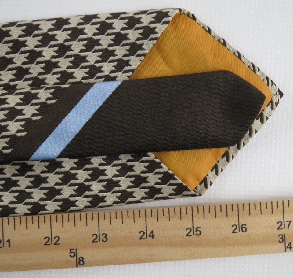 De colección. Corbata de seda pata de gallo negra con dientes de perro Damon Creations RN 16861 años 60 70 Foto 3 de 4