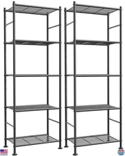 5-Tier Metal Storage Shelves Set of 2, Space-Saving Organizer for Kitchen &