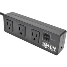 Tripp Lite TLP310USBS 3-Outlet Surge Protector w/ 2 USB Ports Black