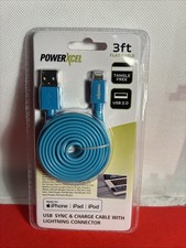 PowerXcel BLUE 30pin to USB Sync & Charge Cable 3 ft For iPod iPad iPhone