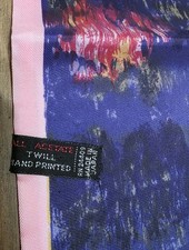 Vintage Acetate Twill Hand Painted Skinny Scarf made in Japan 40 x 5 inches