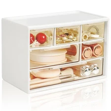 Mini Desk Storage Organizer, with 6 Drawers, Stackable, White